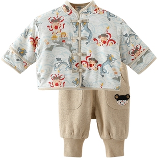 儿童棉衣分体套装男童中国风秋冬季夹棉加厚保暖女童棉袄宝宝棉服