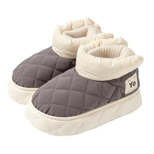 雪地靴男新款羽绒鞋冬季保暖防滑休闲室内居家棉鞋高帮棉拖鞋男士