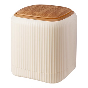 简约风新款垃圾桶家用内外双桶仿木纹弹盖大容量桌面收纳桶垃圾筒