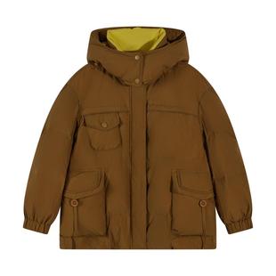 美特斯邦威短款面包羽绒服女款秋冬季保暖贴袋宽松羽绒服保暖外套