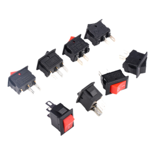 KCD5/11微型小船形开关 船型翘板电源铜脚铁脚3脚2档2脚 黑色红色