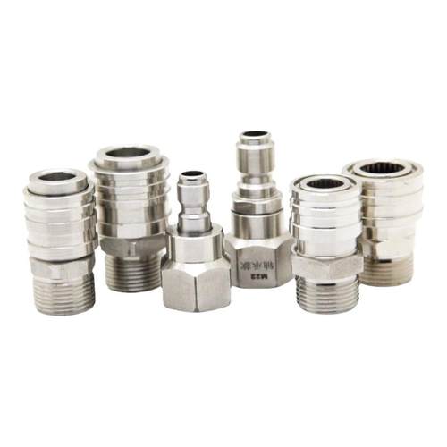 3/8和1/4高压水枪洗车机出水口快插式不锈钢自锁快接头M22防缠绕