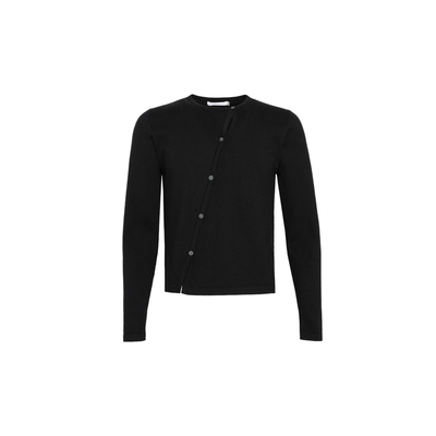 小众斜门襟短款正肩长袖针织衫