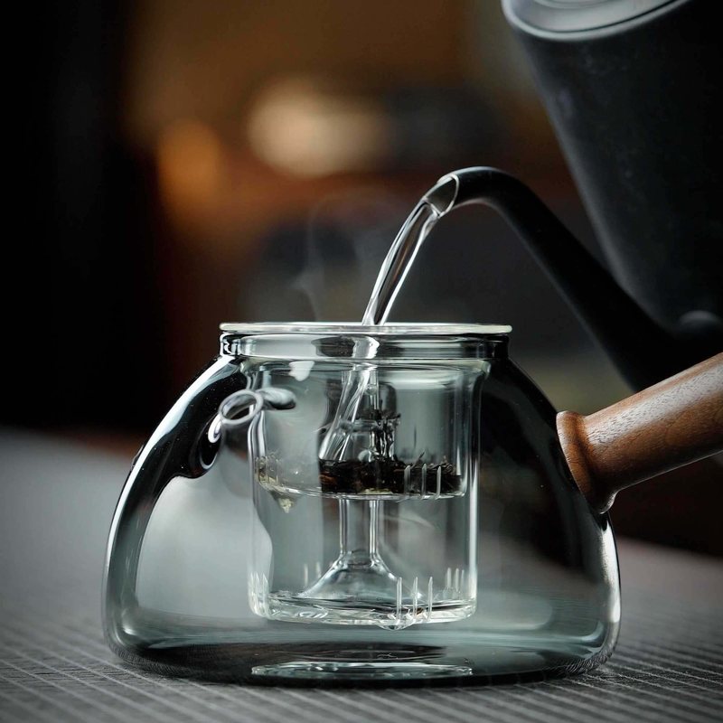 21日式玻璃煮茶壶蒸煮一体实木专用电侧加厚把壶耐高温陶炉