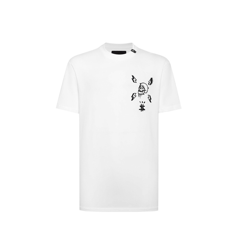 PHILIPP PLEIN 男士夏季圆领简约T恤骷髅印花宽松短袖
