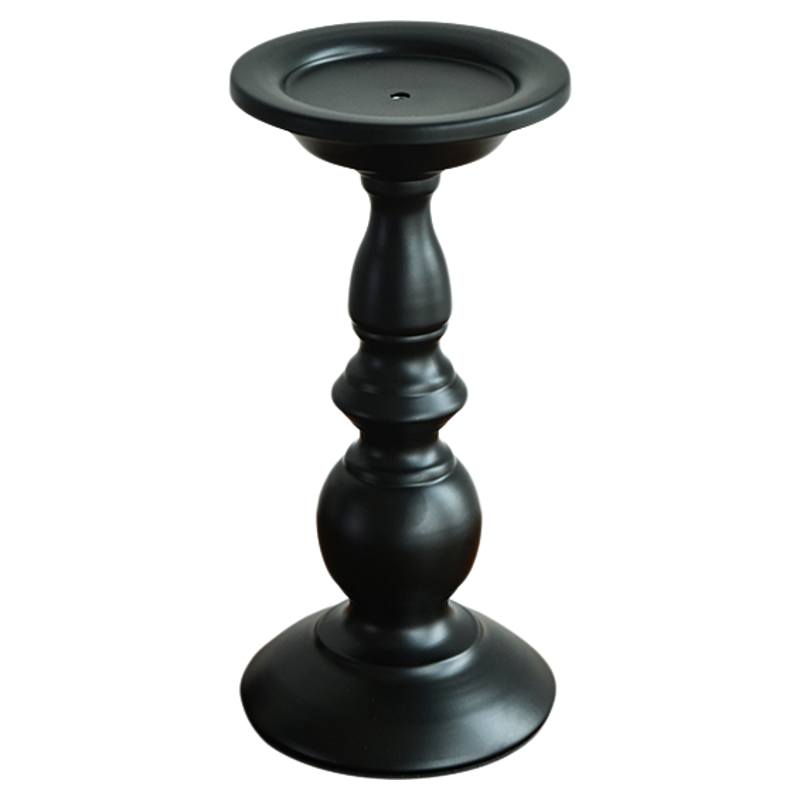 美式复古烛台餐桌氛围感摆件黑色香薰蜡烛卧室桌面装饰罗马柱摆台