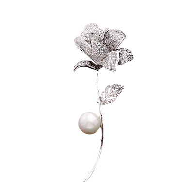 洛克星菲轻奢大牌珍珠玫瑰花胸针
