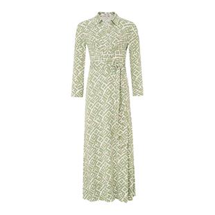 DVF2026春夏新款衬衫裙淡绿色迷宫几何图案修身裹身裙DW1U011