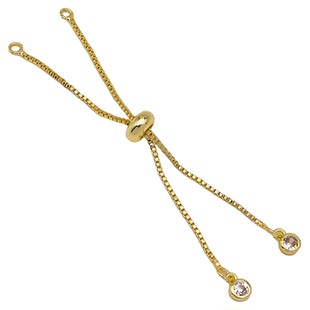 18K包金保色硅胶珠可调节延长链蛇骨锆石项链收尾链diy首饰配件