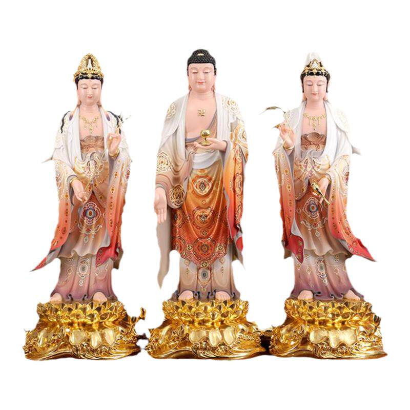 汉白玉贴真金西方三圣