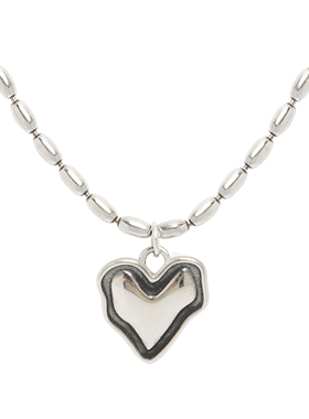 BZV做旧复古925纯银爱心项链