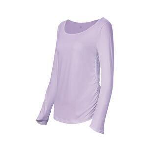 JSC抽绳肌理感长袖t恤方领印花白色轻薄亲肤瑜伽运动上衣健身服