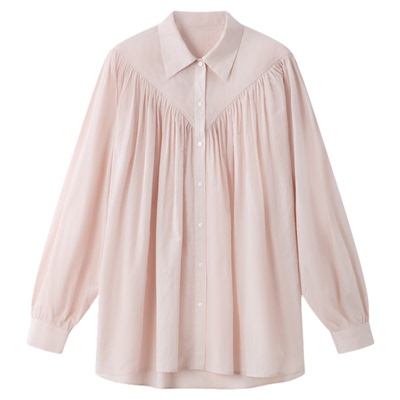 RUISHI芮时‘海边情书' 100长绒棉轻薄肌理感褶皱长袖衬衫女春夏