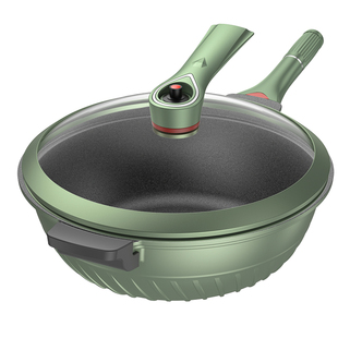 麦饭石不粘锅家用炒锅电磁炉专用平底锅燃气灶无烟微压料理炒菜锅