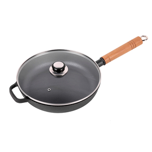 铸铁平底锅多功能煎锅牛排锅家用烙饼锅煎蛋锅无涂层水煎包不粘锅