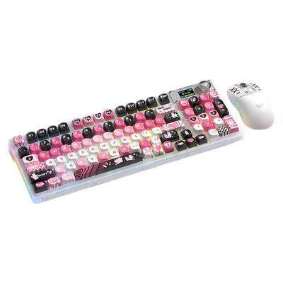 狼蛛三模屏显机械女生键鼠套装