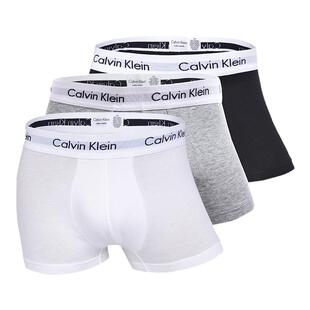 CalvinKlein男士平角CK内裤中腰休闲透气四角短裤三条装U2664G