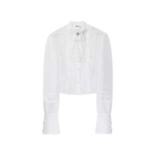 lefame拉飞姆2026春季百搭宫廷风荷叶边装饰质感衬衫上衣女