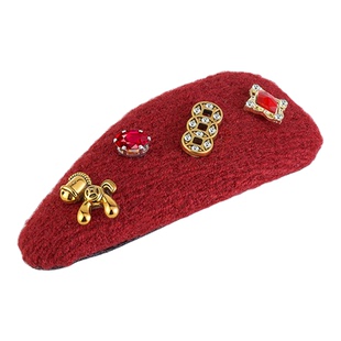 新年来财~AJIDOU阿吉豆红色小马发夹女毛绒侧边夹发卡2026刘海夹