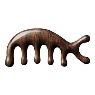 多功能天然檀木五齿经络梳通经络头疗按摩梳疏通头部神器大宽齿梳