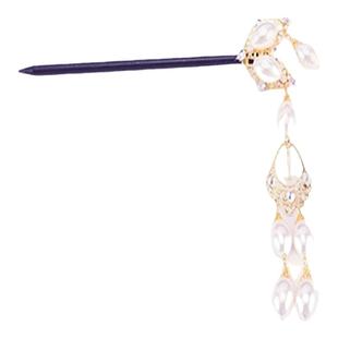 原创假发簪子汉服白色珠子发钗古装发饰品宫廷复古风白娘子珠钗子