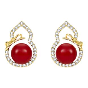 红色气质葫芦耳夹女新款轻奢高级本命年耳环秋冬独特精致新年耳饰