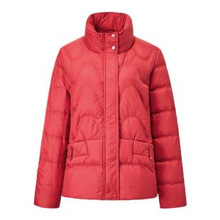 颜域红色气质翻领羽绒服女2024新款冬季时尚通勤百搭简约短款外套