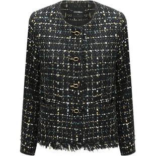 【折扣季】COCOBELLA气质名媛小香风粗花呢外套短款毛边西装WL913