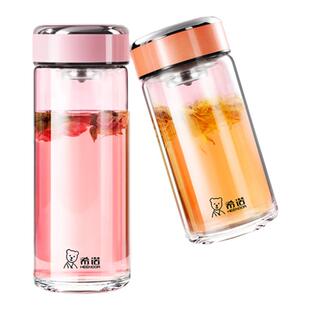 希诺单层玻璃杯2026新款女士高颜值杯子花茶杯生日礼物水杯