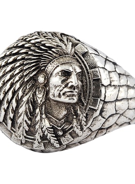 岩石纹理男士印第安人925银戒