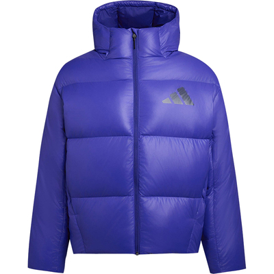 Adidas/阿迪达斯正品2025男士防风时尚连帽亮面保暖羽绒服KH3982