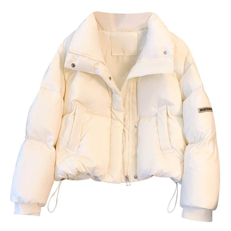 今年流行爆款羽绒服女小个子2025冬季新款米白色立领面包服短外套