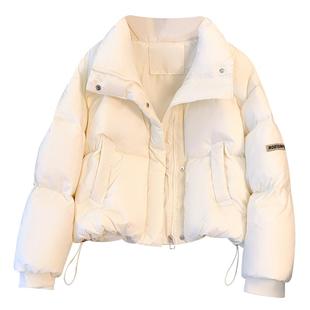 今年流行爆款羽绒服女小个子2025冬季新款米白色立领面包服短外套