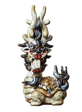 陶瓷祝福中式办公室手工龙龟摆件