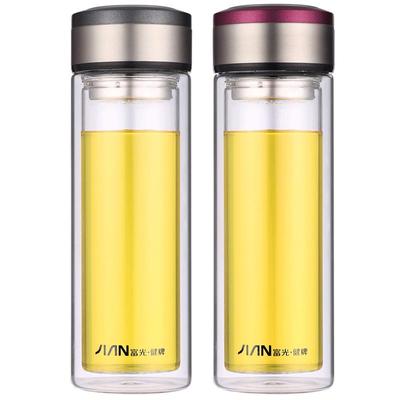 富光茶水分离个人专用双层玻璃杯