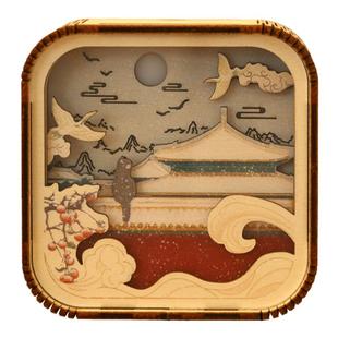 上新了故宫御猫盼雪木制流光小夜灯博物馆摆件新年情人节生日礼物