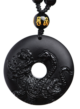 天然黑曜石玄武吊坠男女五行属水