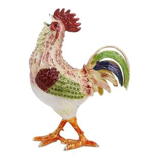 珐琅彩金币大公鸡家居金属摆件创意桌面装饰品送礼工艺品新年礼物