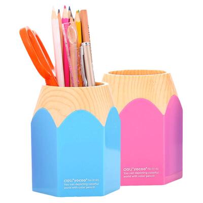 得力简约笔筒大容量女生插笔座