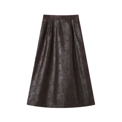 化学少女复古印花皮革百搭半身裙