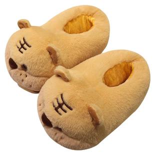 老虎棉拖鞋女冬季加绒保暖包跟毛绒室内可爱厚小动物虎头棉鞋男款