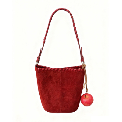 2025新款头层牛皮水桶包圣诞红