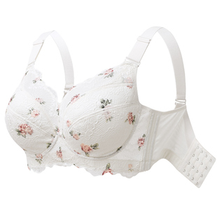 倾慕艺生大胸显小软钢圈上托全罩杯大码内衣女夏季大胸收副乳薄款