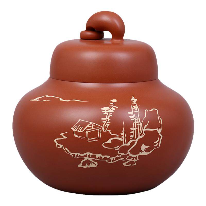 建水紫陶红泥复烧三两装散茶罐