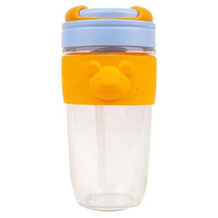 migo吸管玻璃水杯家用女生高颜值熊PP茶杯耐高温咖啡杯子