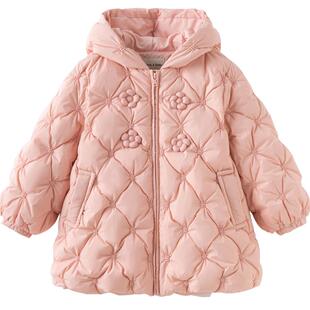 戴维贝拉儿童中长款羽绒服2026中大童冬装女童保暖外套童装衣服