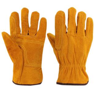 短款全牛皮电焊手套焊工焊接机械搬运耐高温加固加棉保暖防护手套