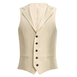 CULTUM ONE DAY古董白精纺羊毛单排西装领免烫西装马甲男正装马夹