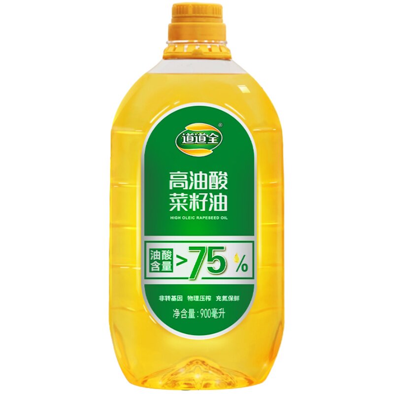 道道全高油酸菜籽油900mL 油酸高于75%非转基因物理压榨口味清香