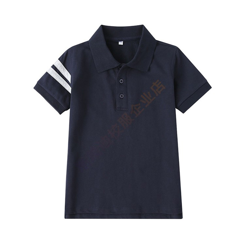夏季短裤灰色藏青polo衫校服套装